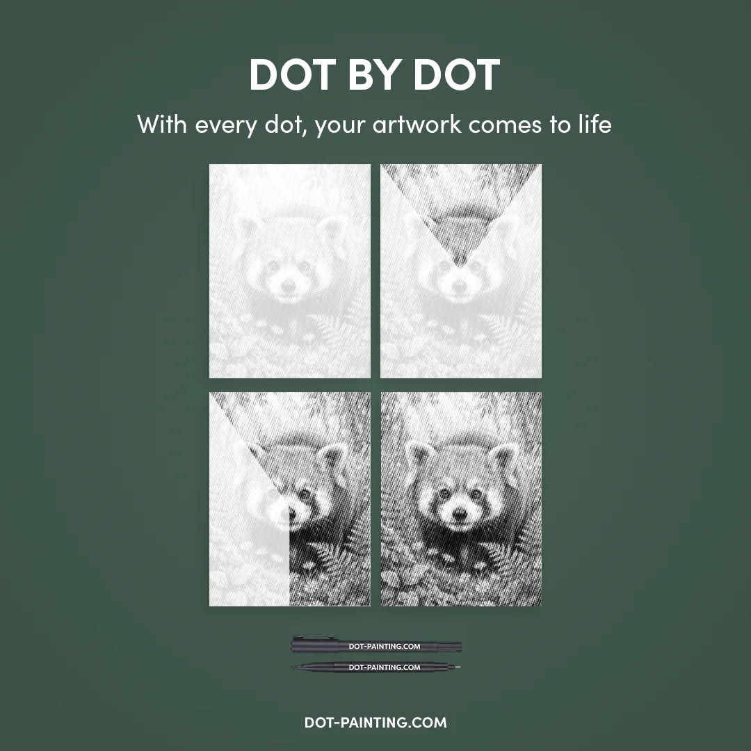 Roter Panda mit Blumen-Punktmalerei