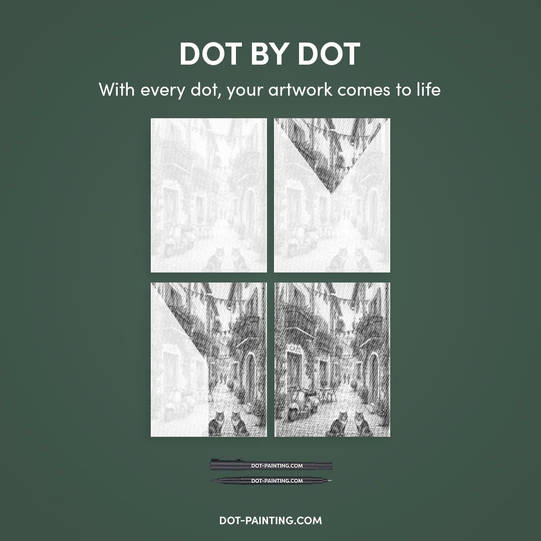 Charmante Dorf-Punktmalerei