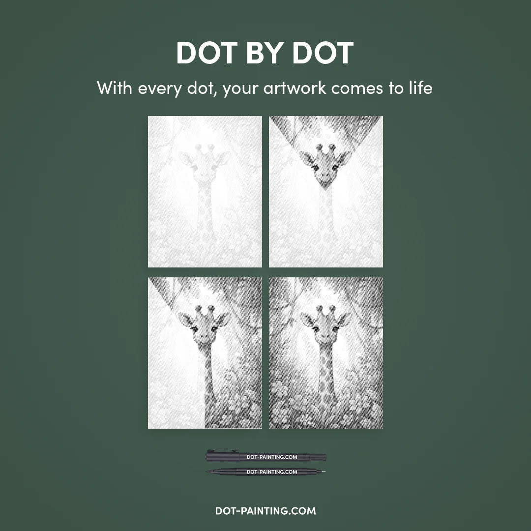 Giraffe mit Blumen-Punktmalerei