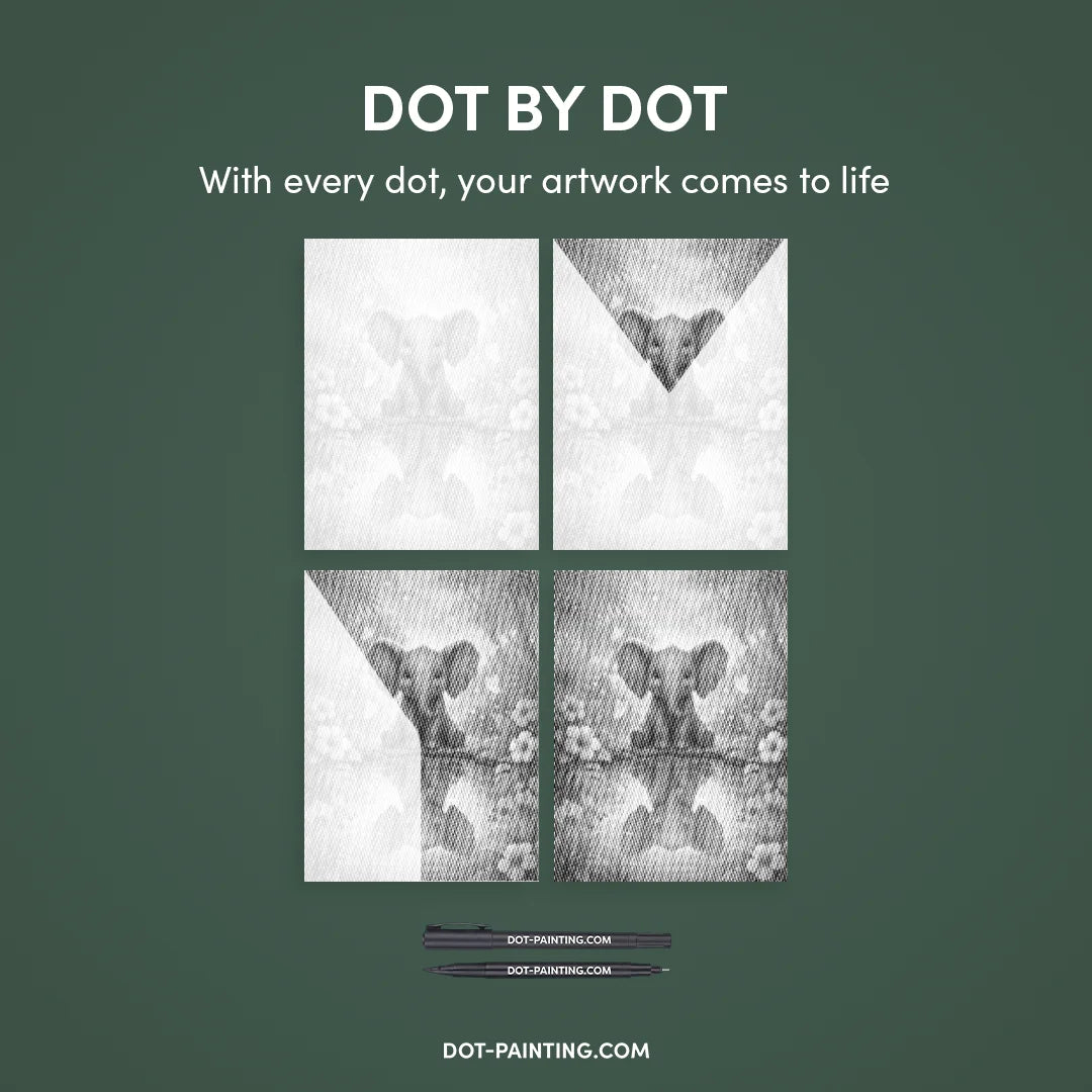 Punktmalerei mit Elefantenreflexion