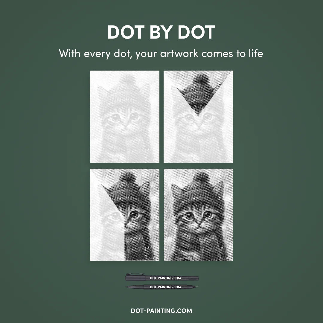 Winter Kitten Dot schilderij