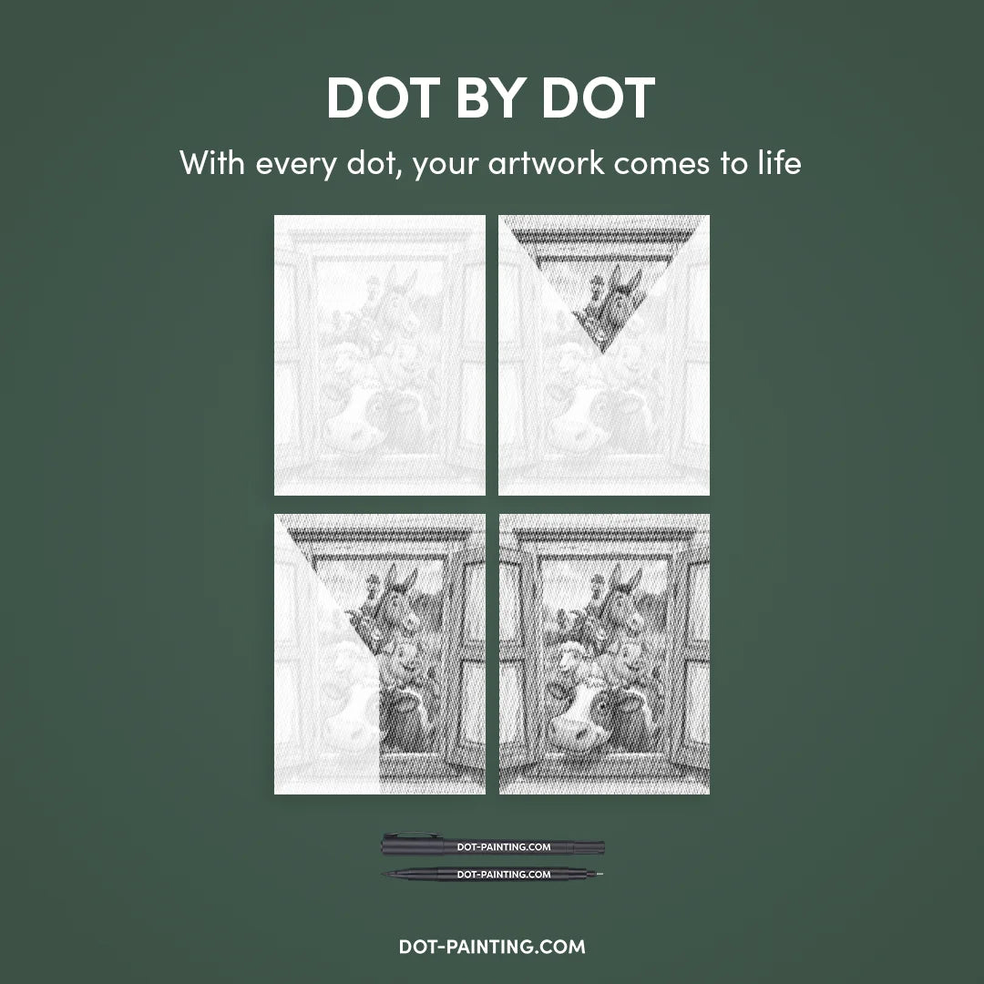 Kuriose Punktmalerei mit Nutztieren