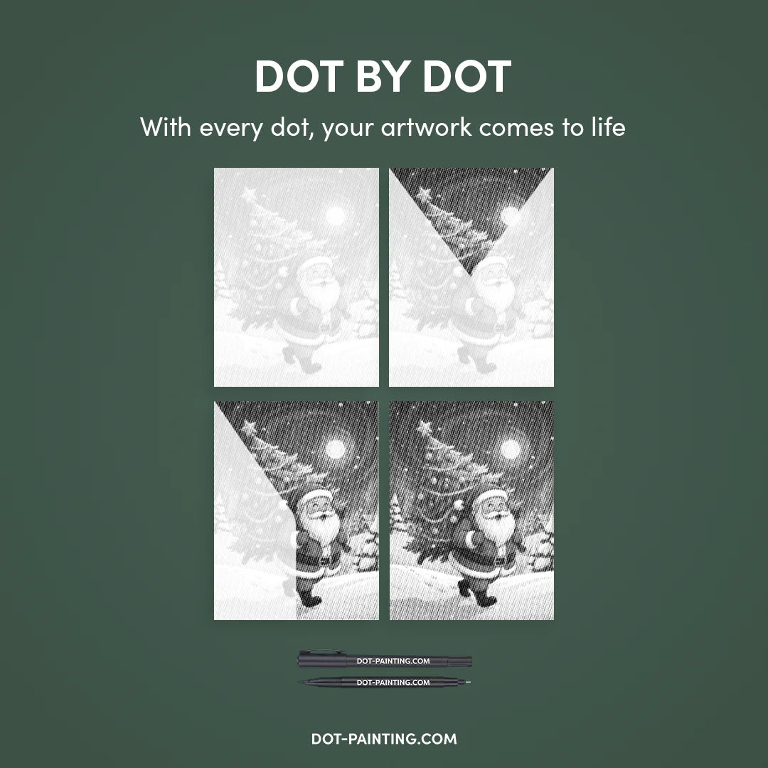 Weihnachtsmann mit Weihnachtsbaum-Punktmalerei