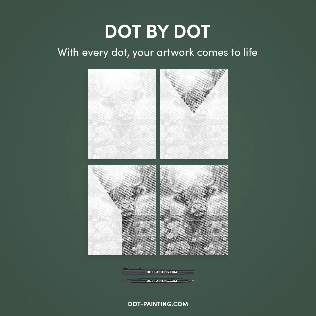 Kalb in der Blumenfeld-Punktmalerei