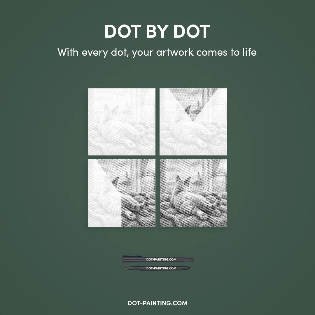 Kat kijkt naar Birds Dot Painting