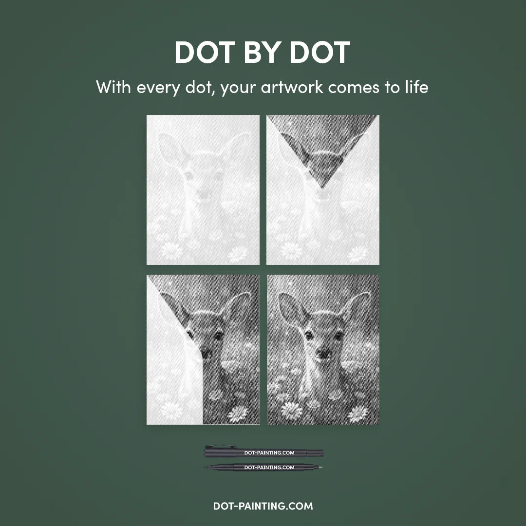 Hirsch mit Blumen-Punktmalerei