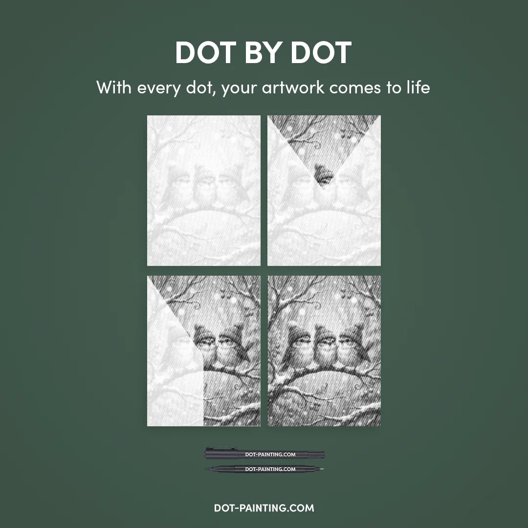 Vogels met hoeden Dot Painting