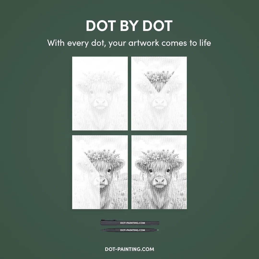 Kuh mit Blumen-Punktmalerei