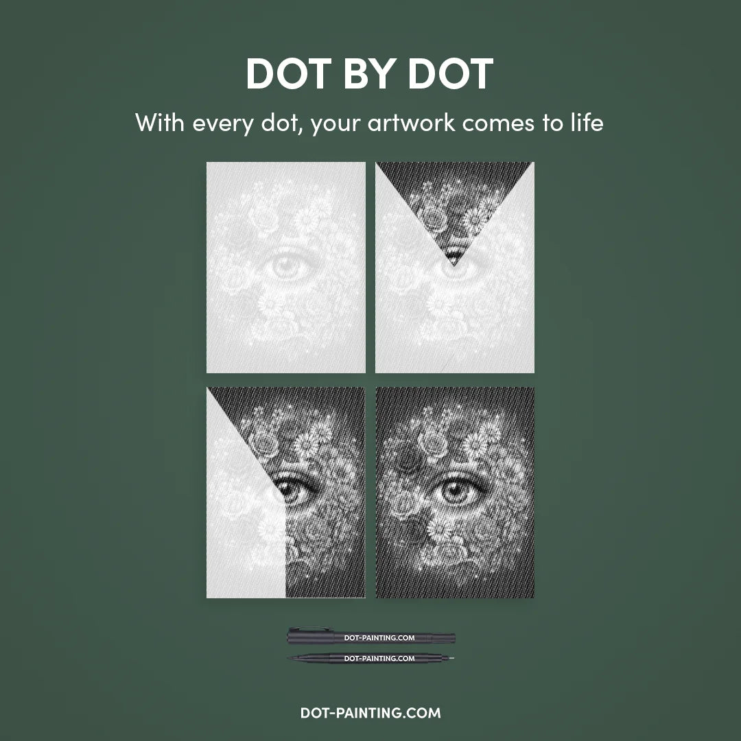 Auge mit Blumen-Punktmalerei