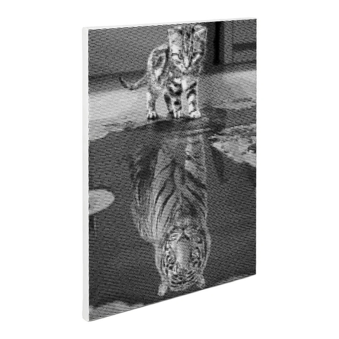 Cat With Tiger Reflection Dot Painting