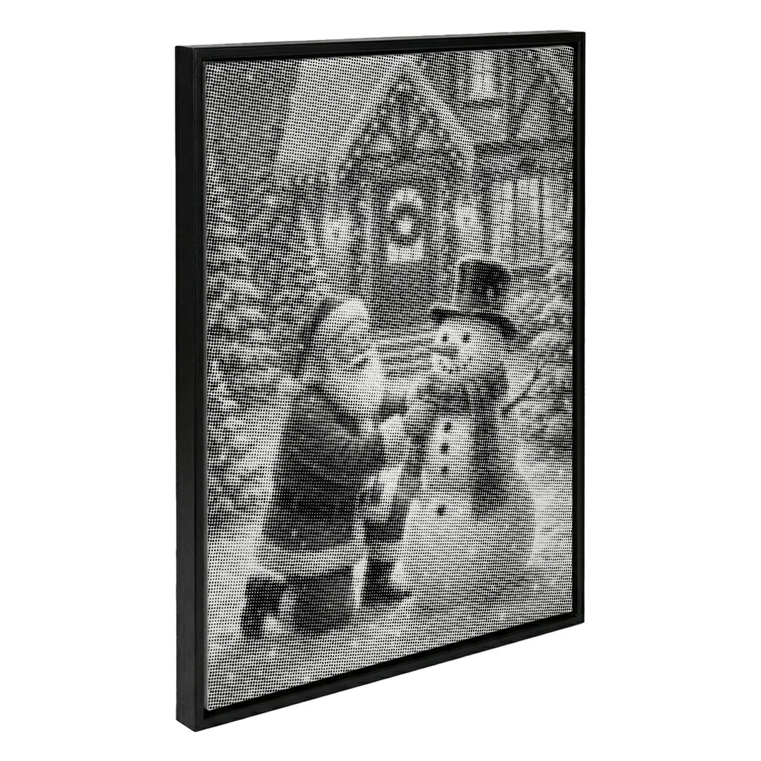 Weihnachtsmann mit Schneemann-Punktmalerei