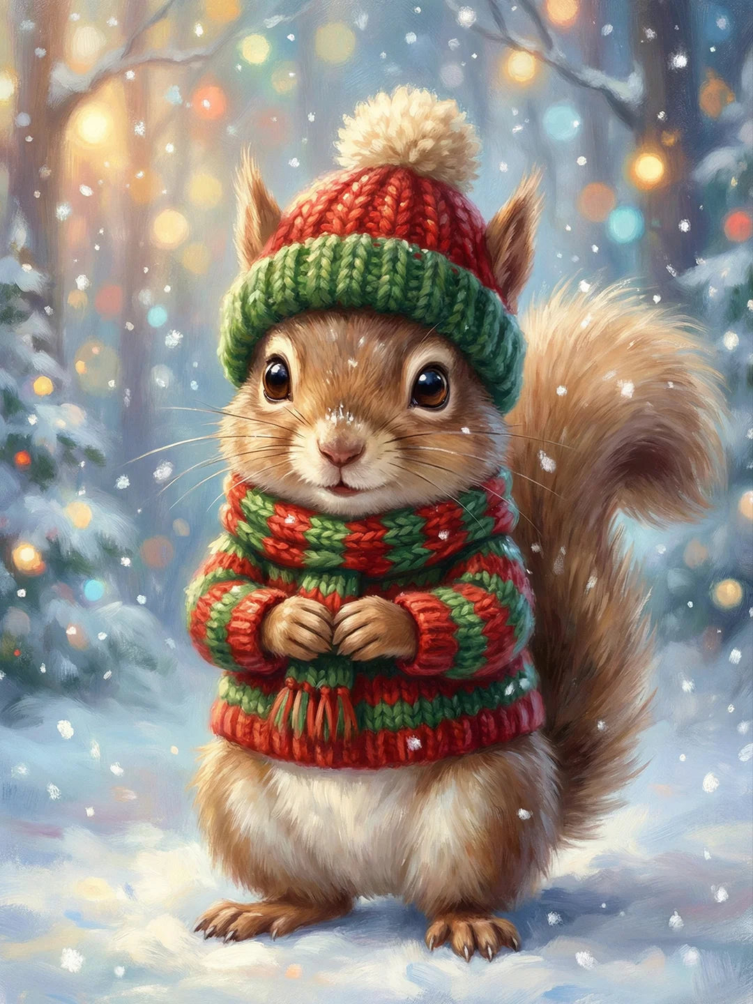 Winter-Eichhörnchen-Punktmalerei