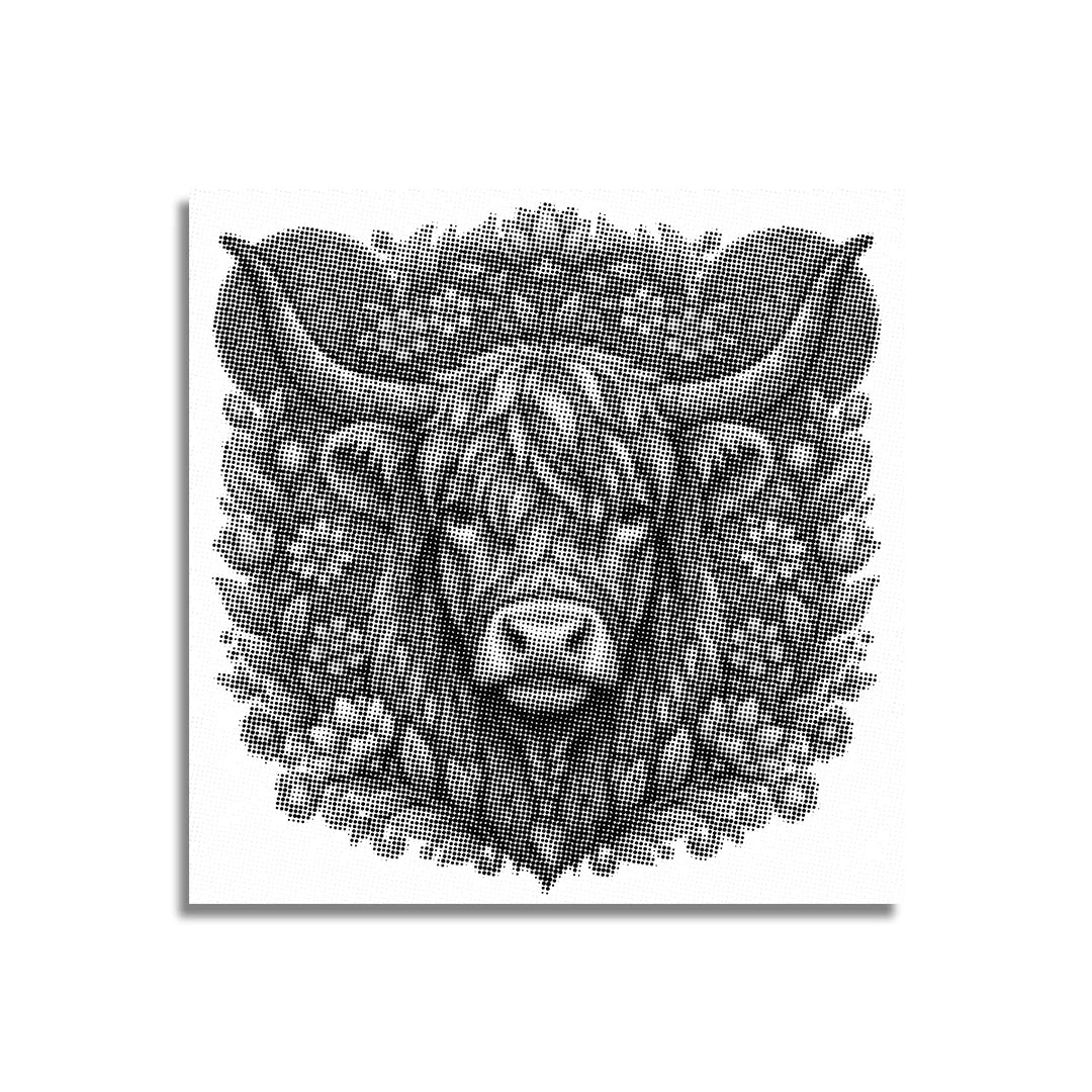 Vrouwen met een Wolf dot painting