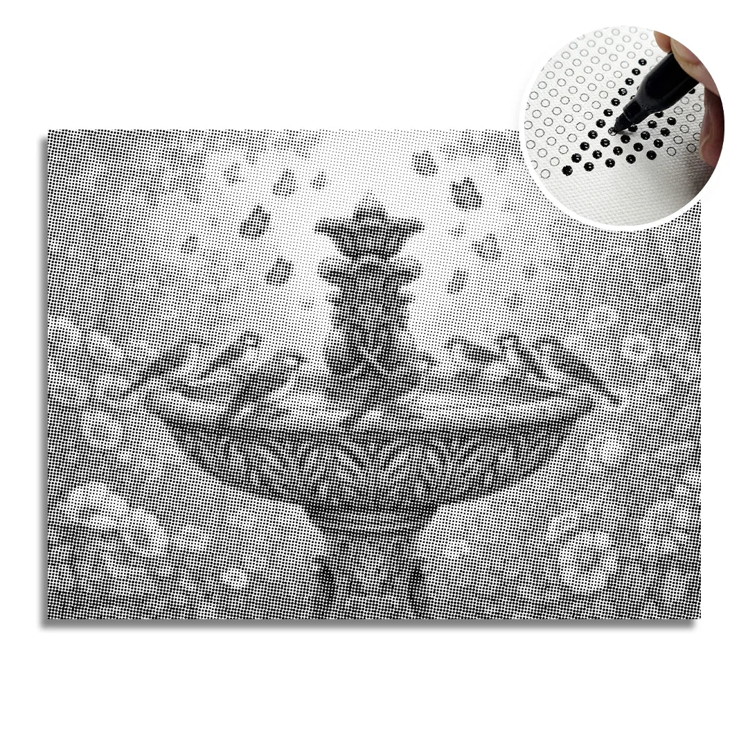 Vrouwen met een Wolf dot painting