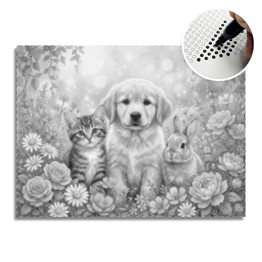 Vrouwen met een Wolf dot painting