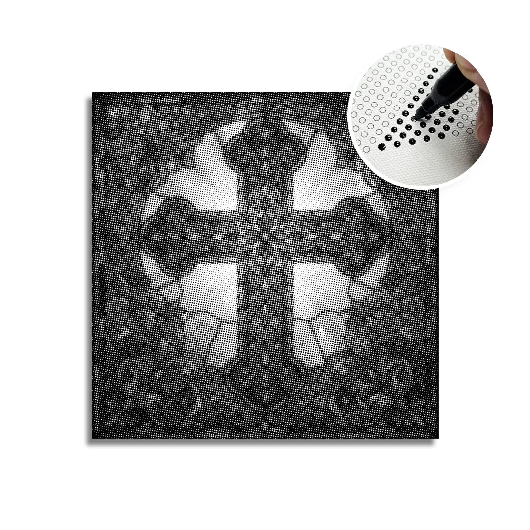 Gebrandschilderd glas Cross Dot schilderij