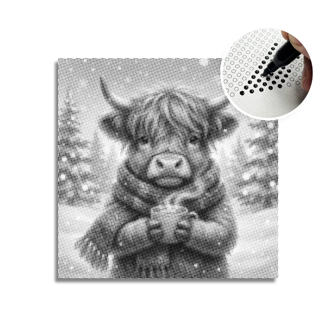 Vrouwen met een Wolf dot painting