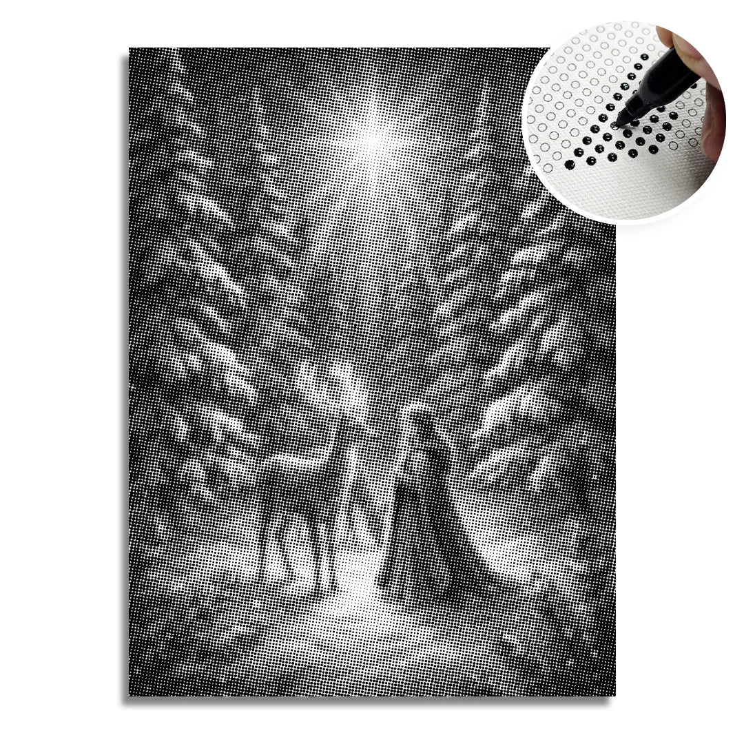 Girl with Reindeer Dot Painting