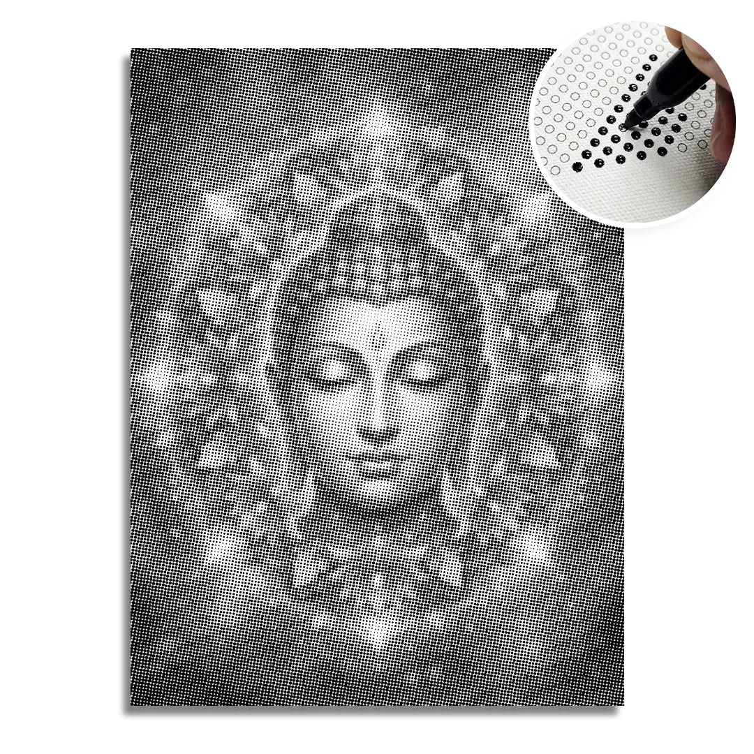 Buddha with Flowers Dot Painting