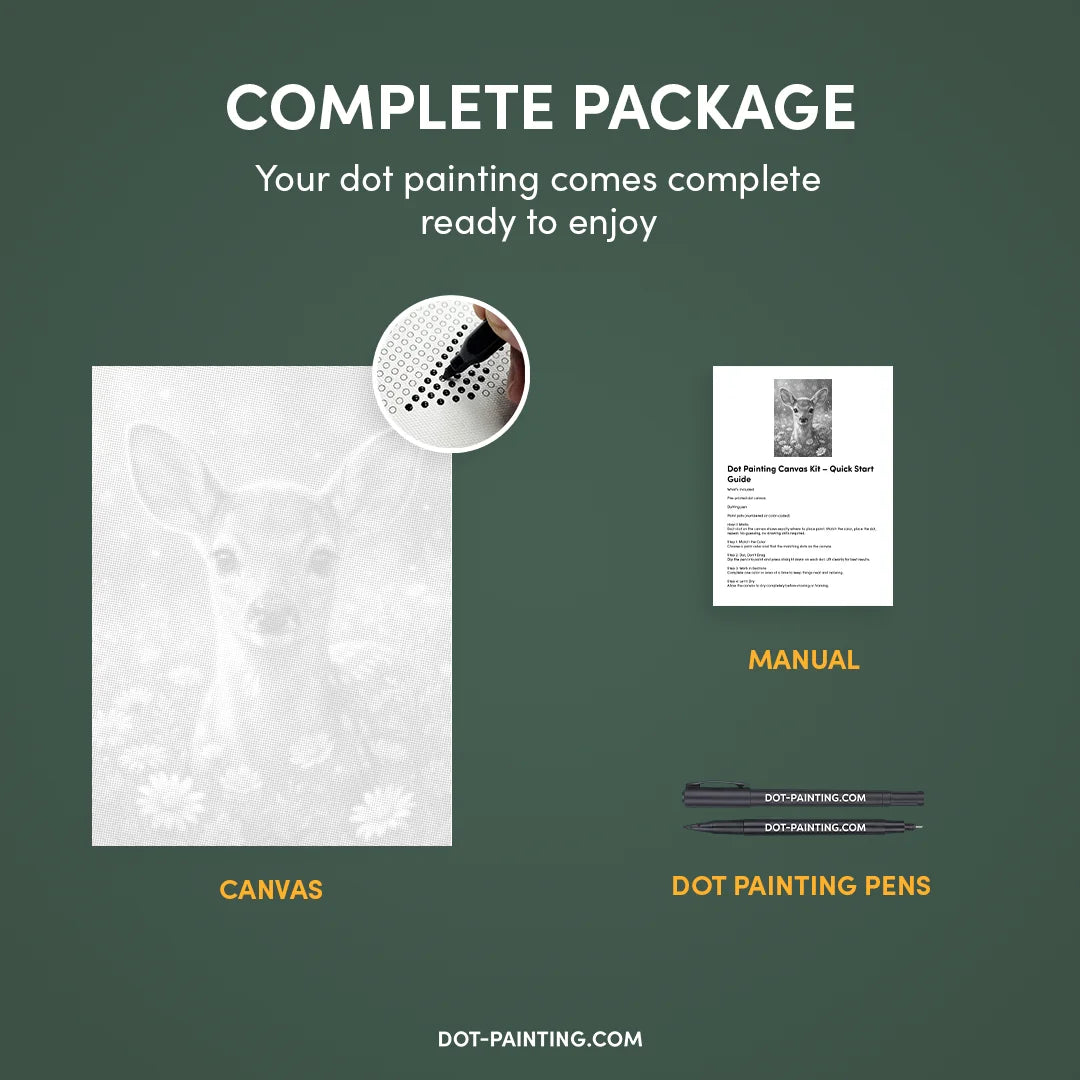 Hirsch mit Blumen-Punktmalerei