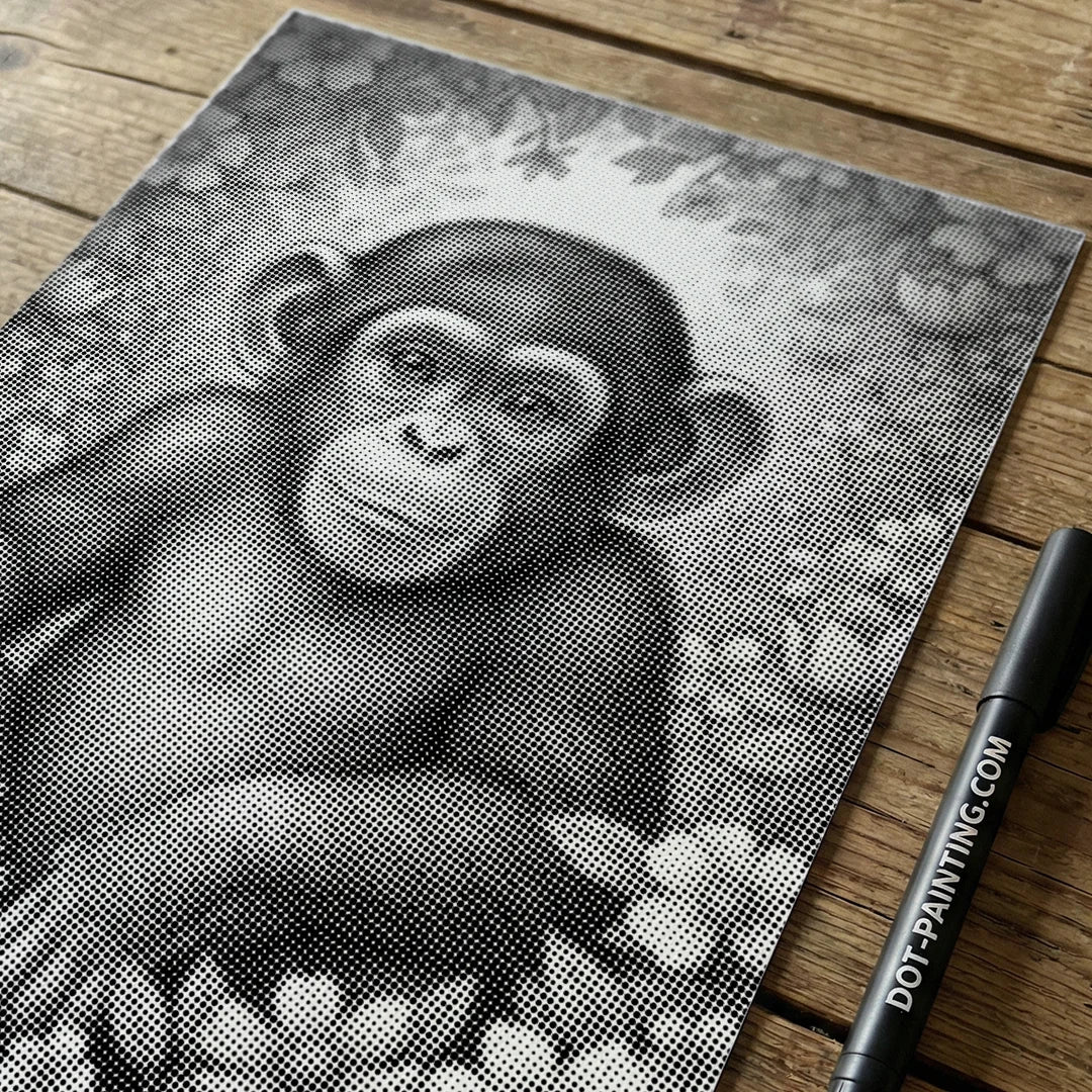 Monkey with Flowers Dot Painting