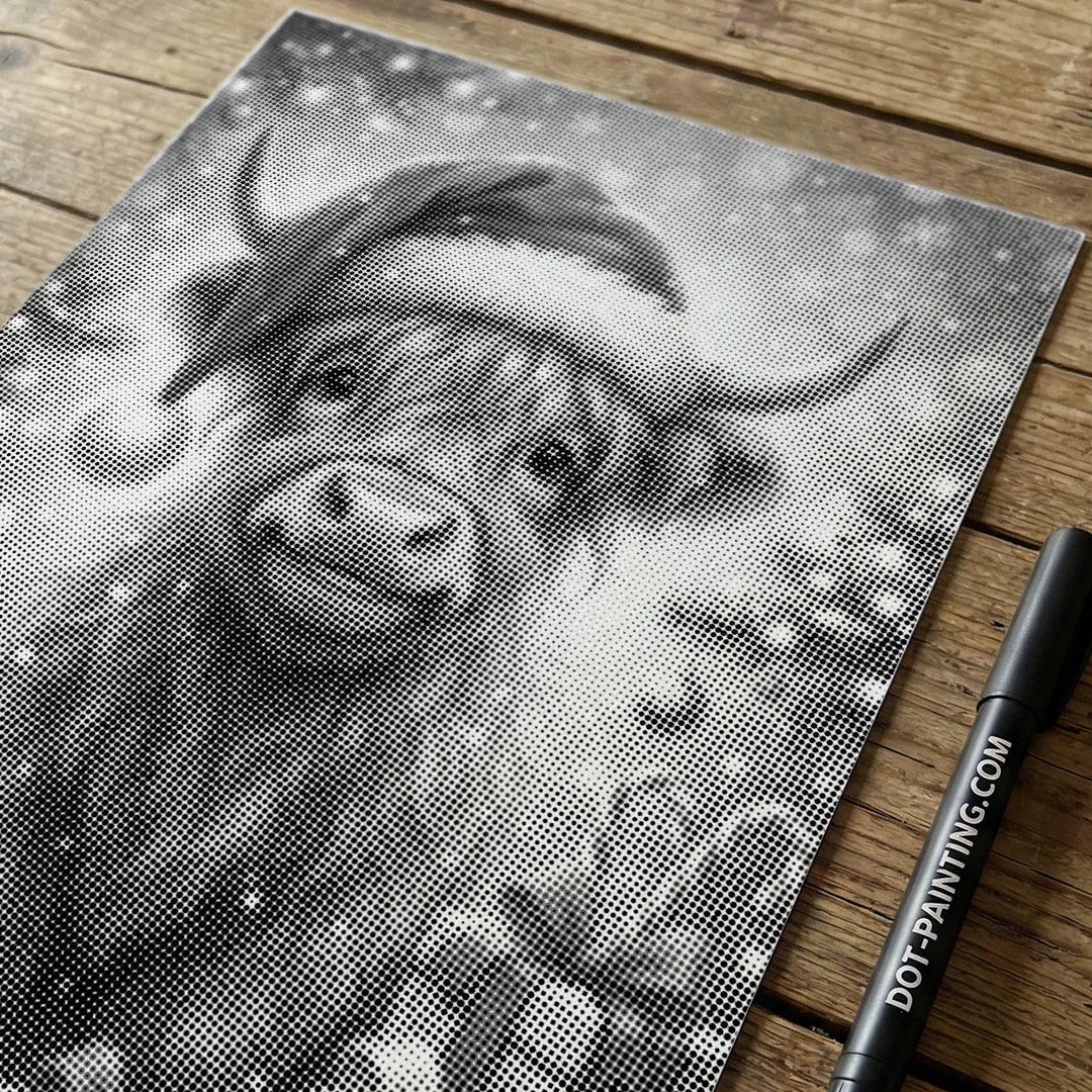 Vrouwen met een Wolf dot painting