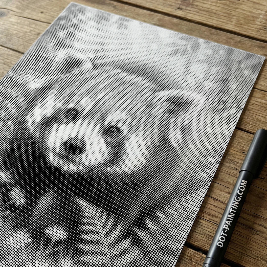 Vrouwen met een Wolf dot painting