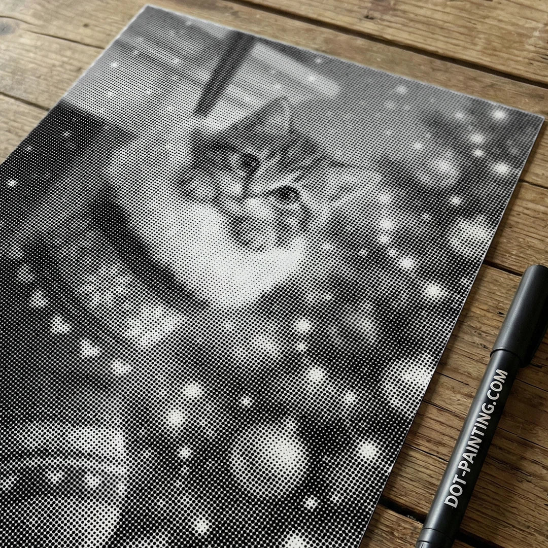 Kitten in a Christmas Sock Dot Painting