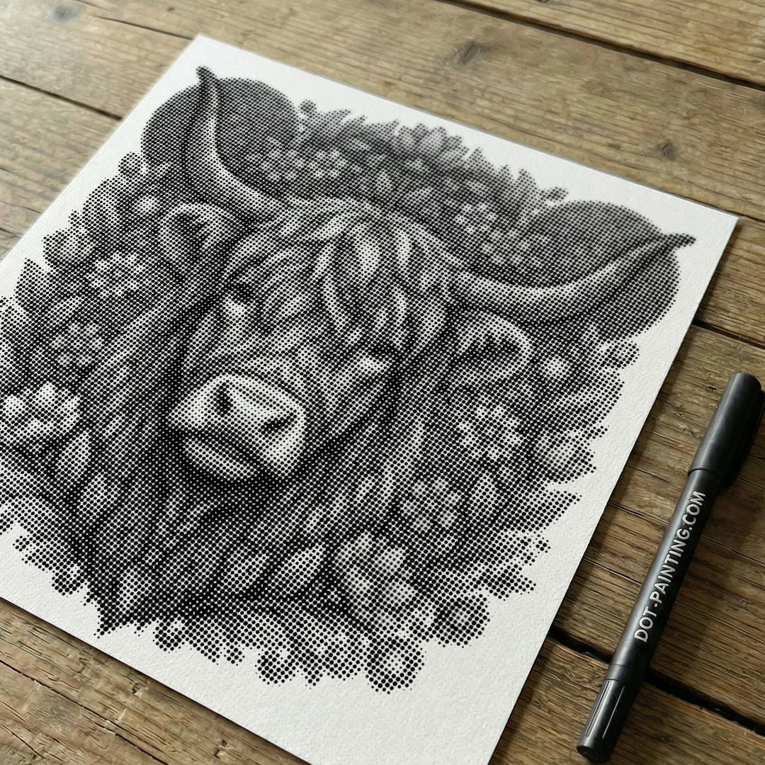 Vrouwen met een Wolf dot painting