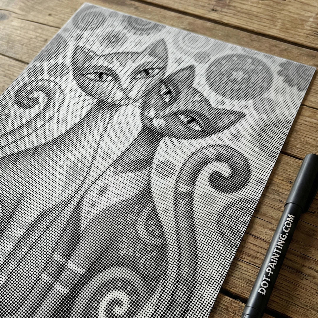 Punktmalerei mit 2 anmutigen Katzen