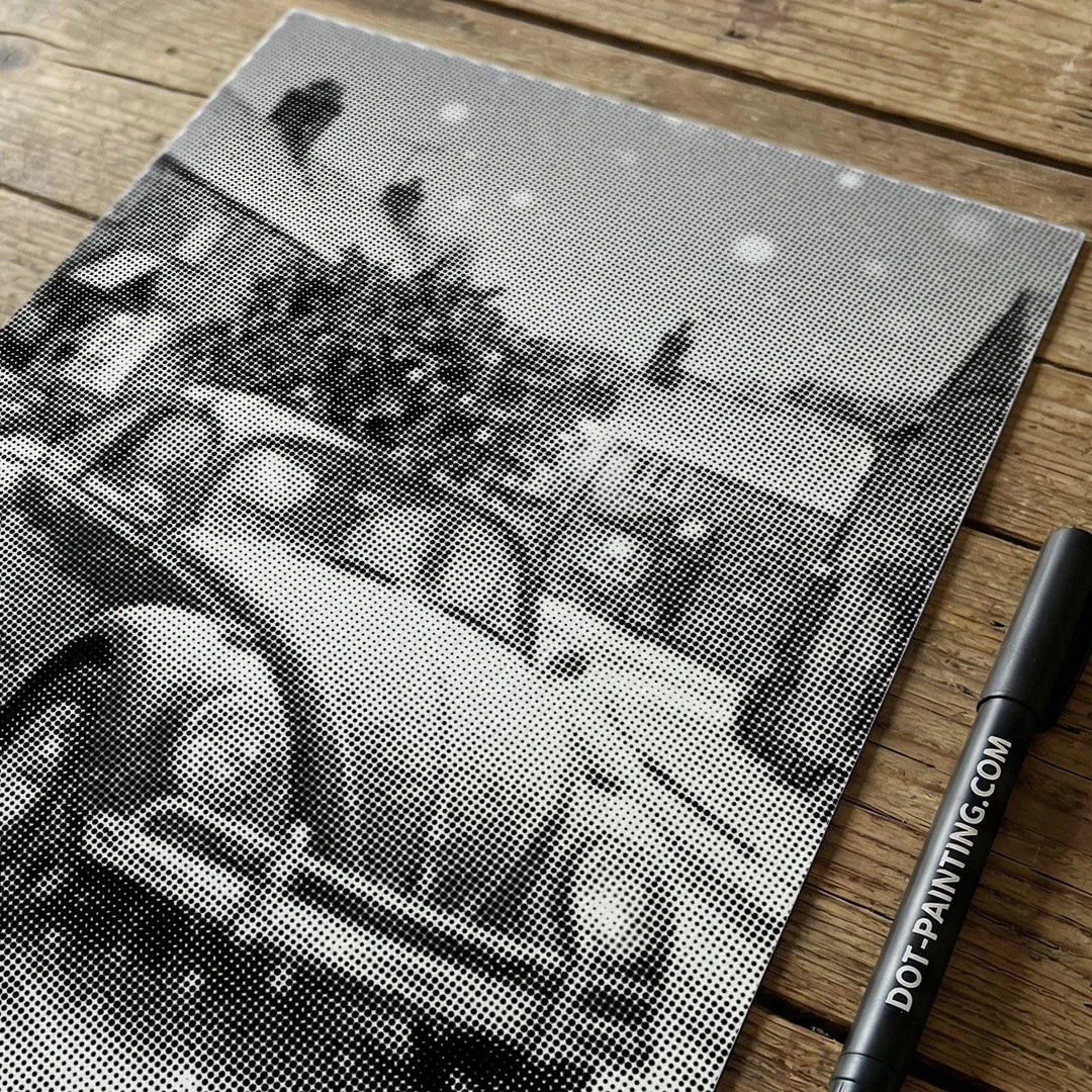 Vrouwen met een Wolf dot painting