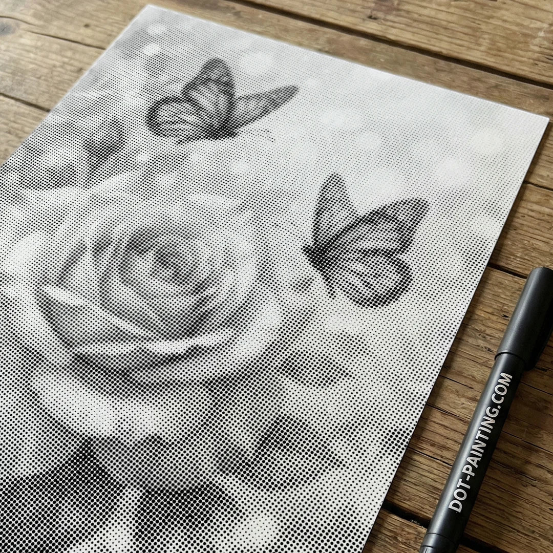 Vlinder met Rose Dot Painting