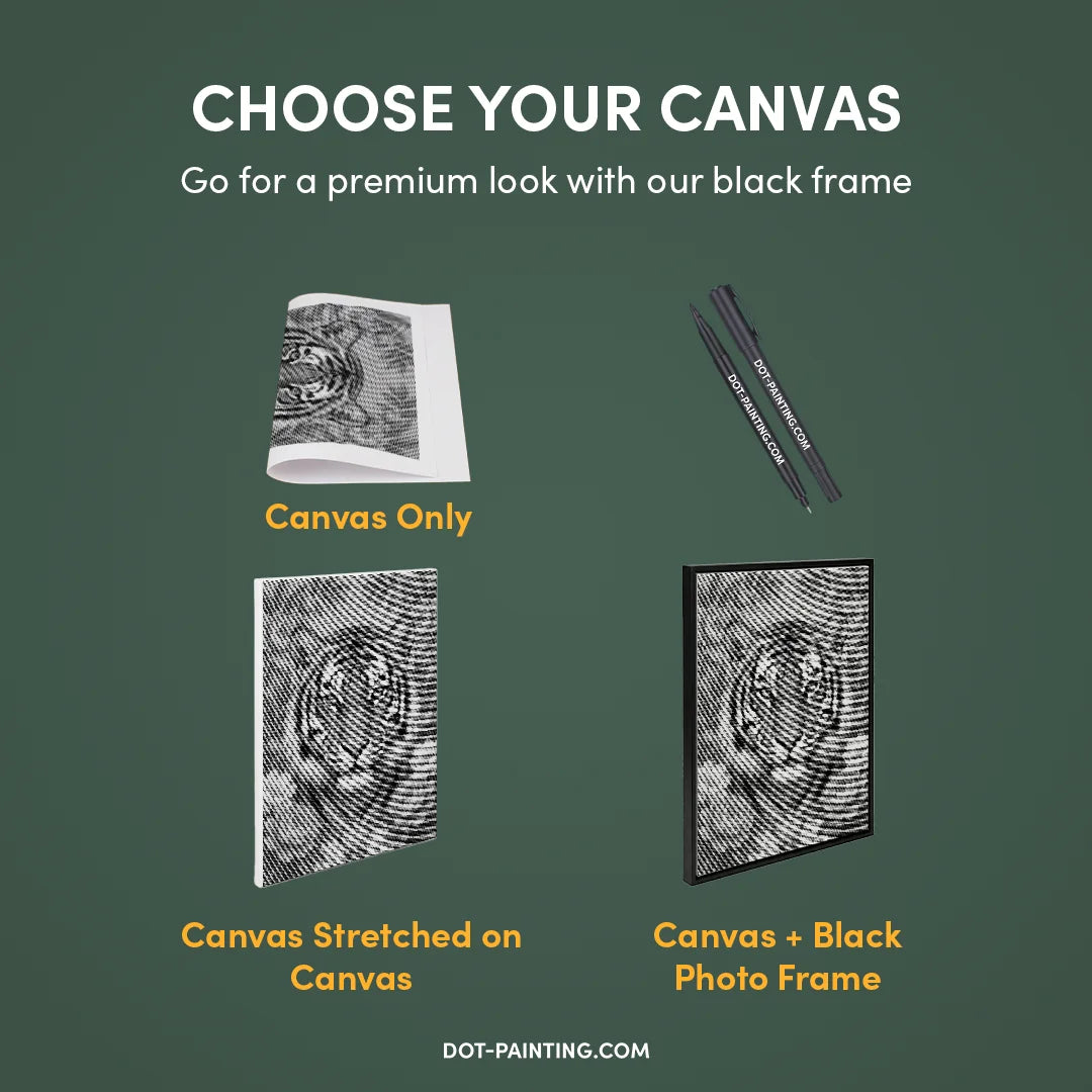 Tijger op Bloemen Dot Painting Kit ➤ Morgen GRATIS geleverd ✅ | Hoogste kwaliteit Dot-painting.com