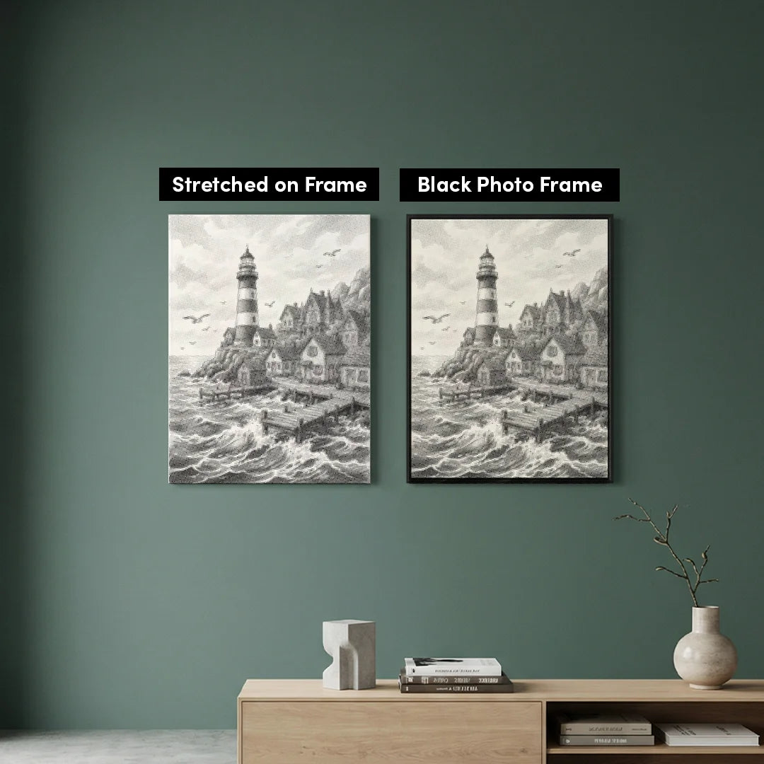 Dorf am Leuchtturm Dot Painting