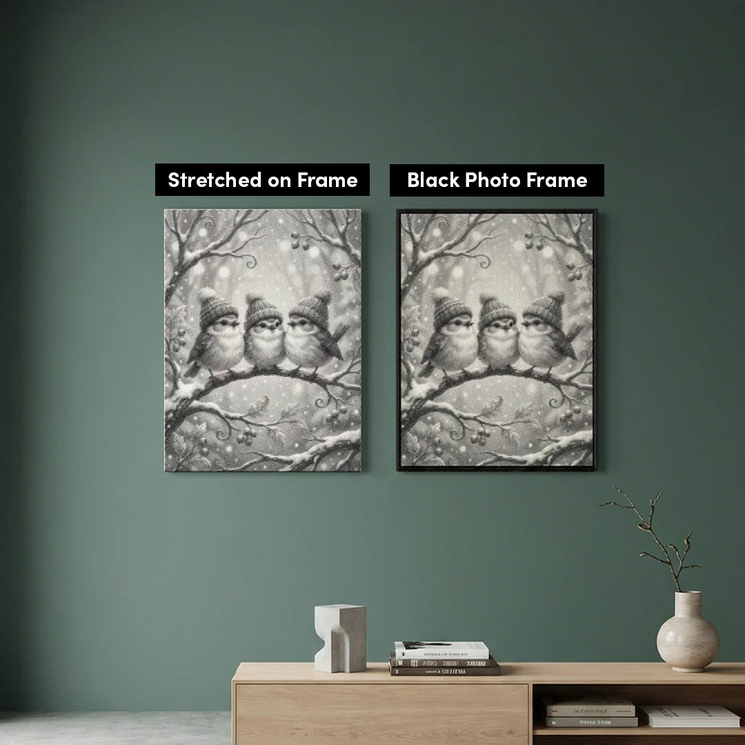 Vogels met hoeden Dot Painting