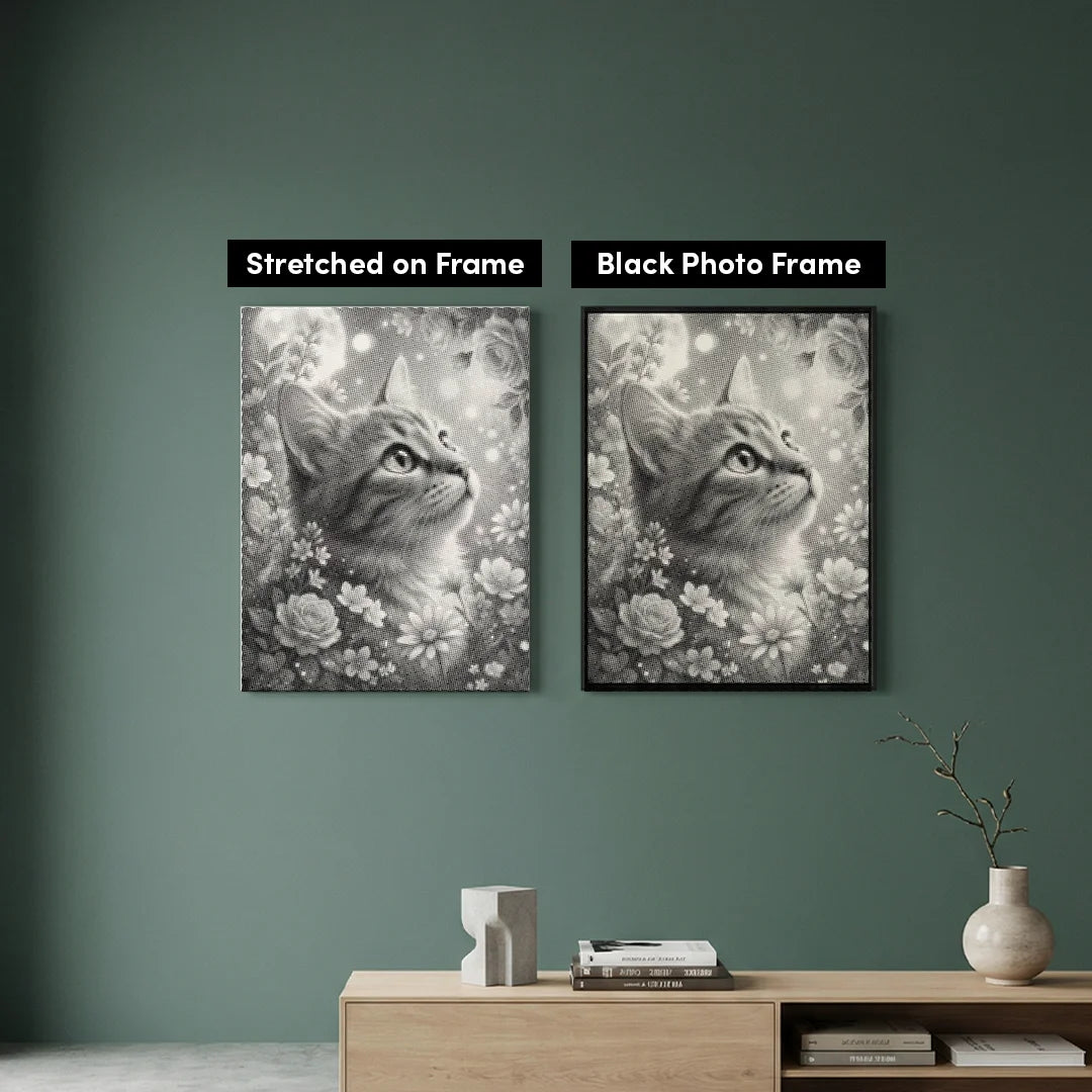 Kat met Bloemen dot painting