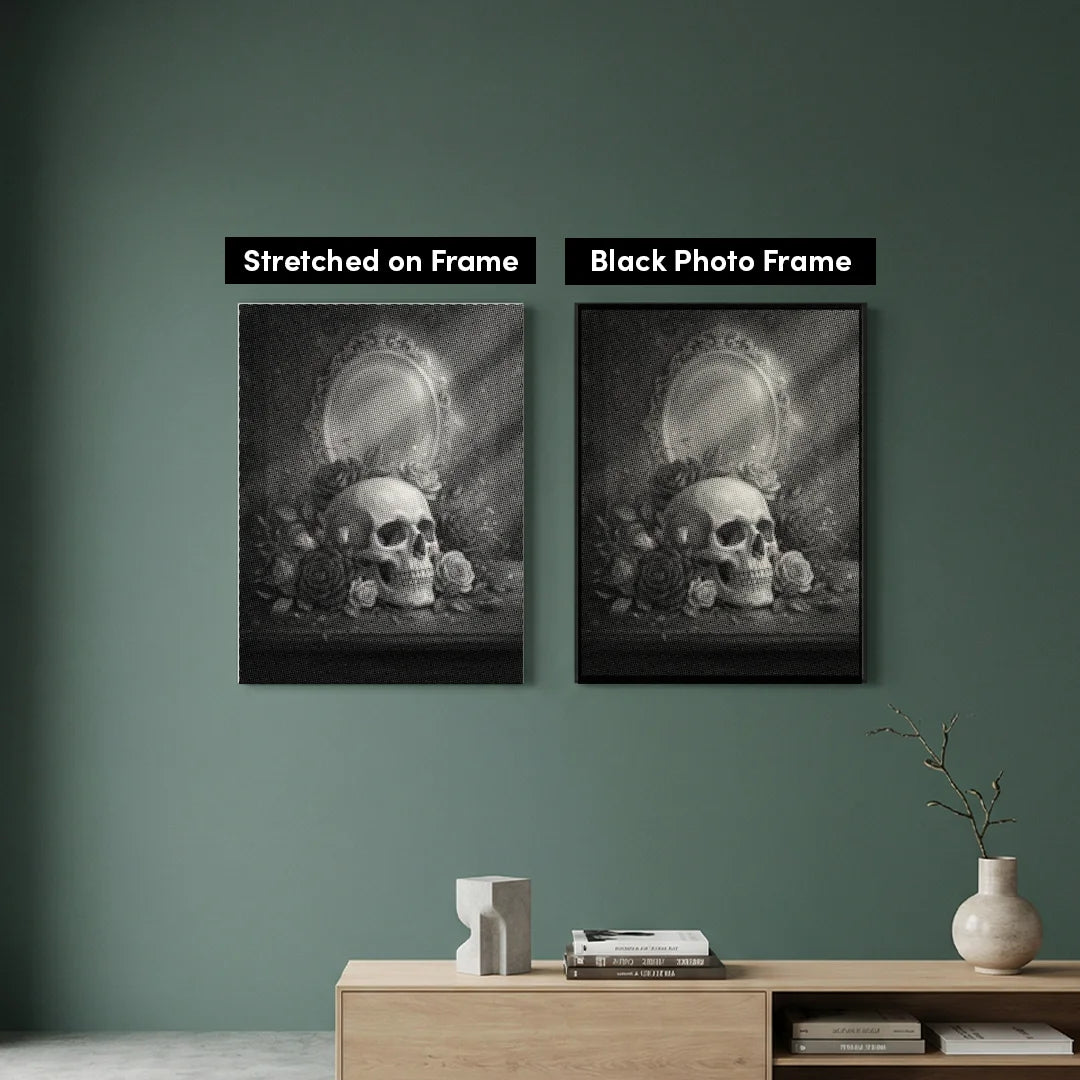 Doodshoofd met bloemen Dot Painting.com