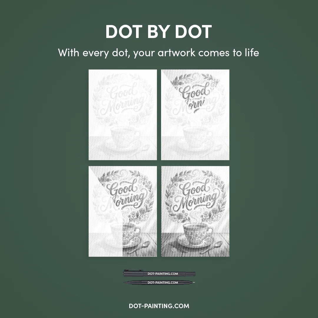 Guten Morgen Kaffee-Punkt-Malerei