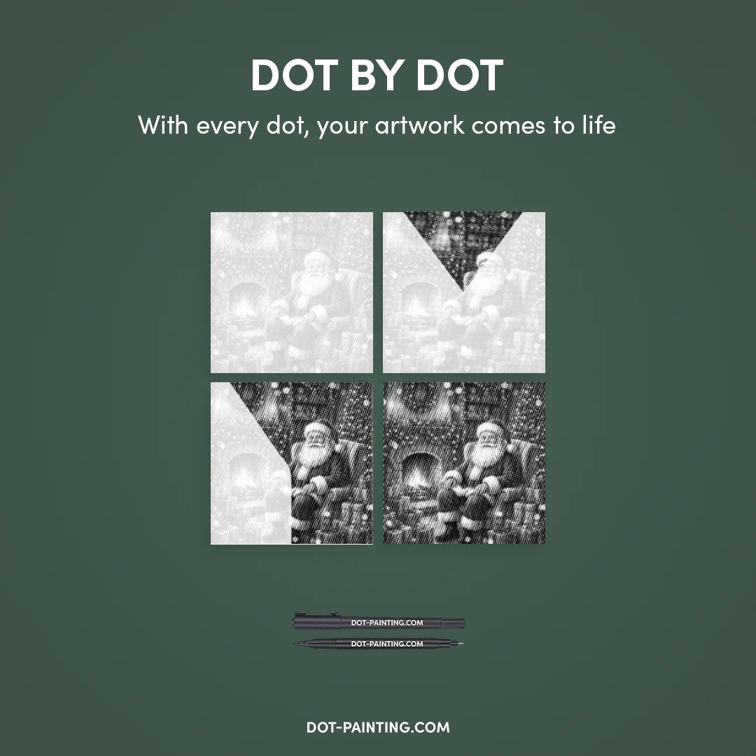 Kerstman met geschenken Dot Painting