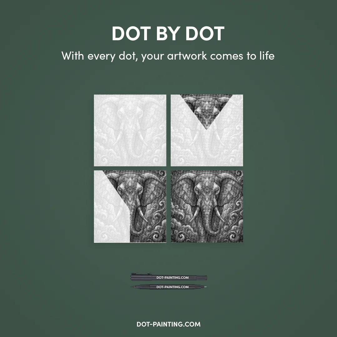 Vrouwen met een Wolf dot painting