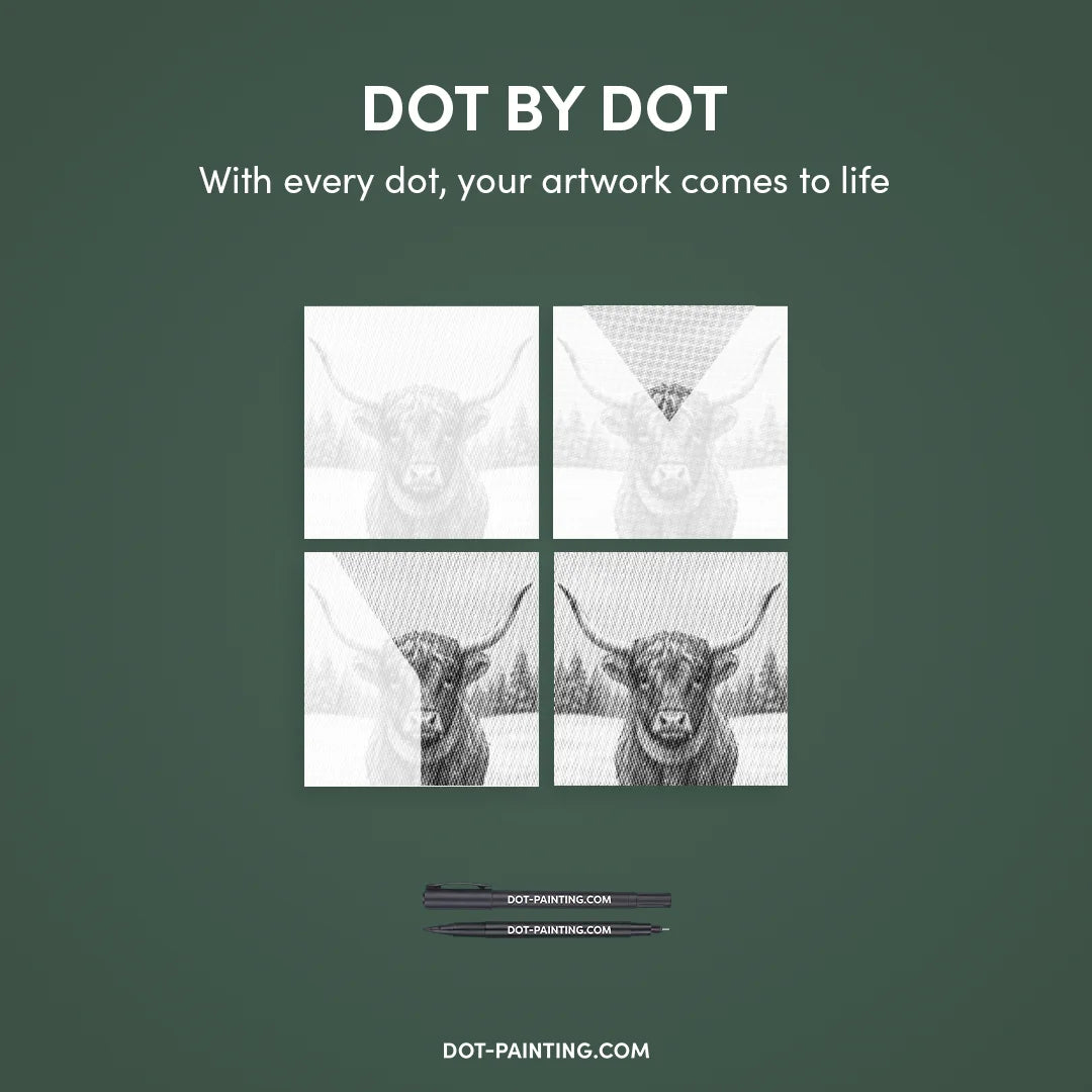 Scottish Highlander Christmas Dot Painting