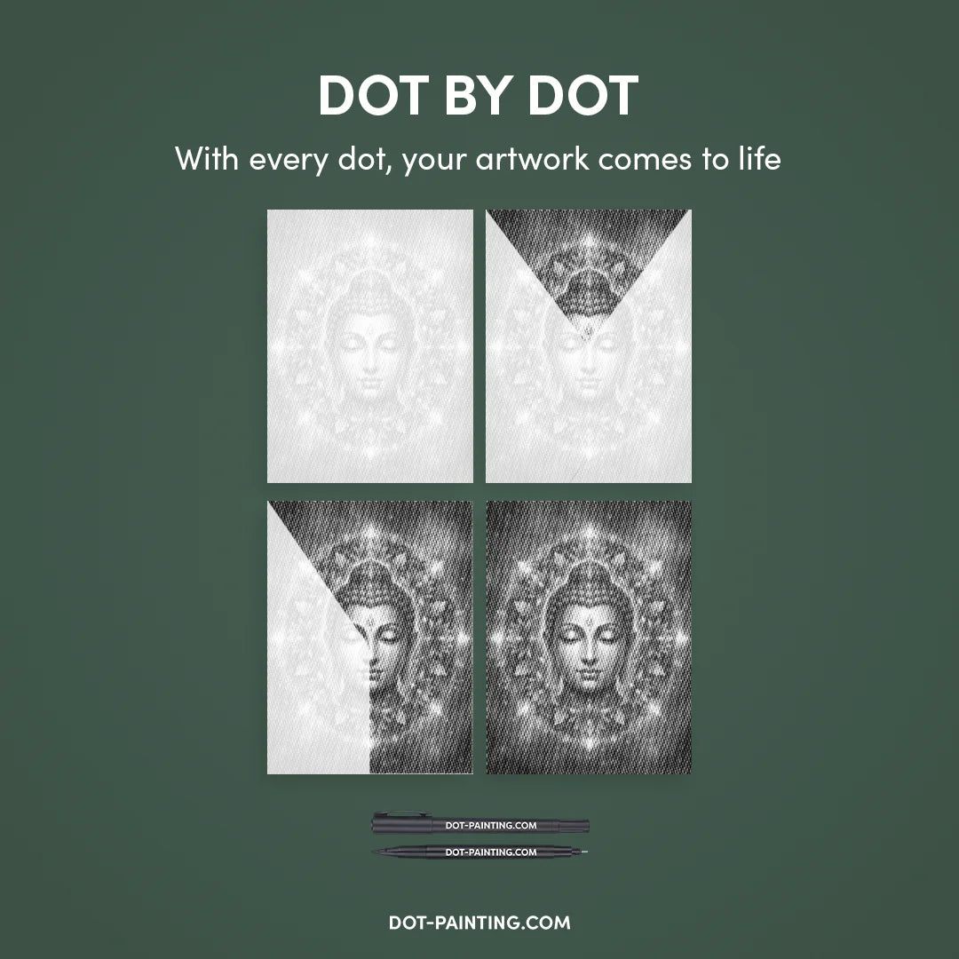 Buddha mit Blumen-Punktmalerei