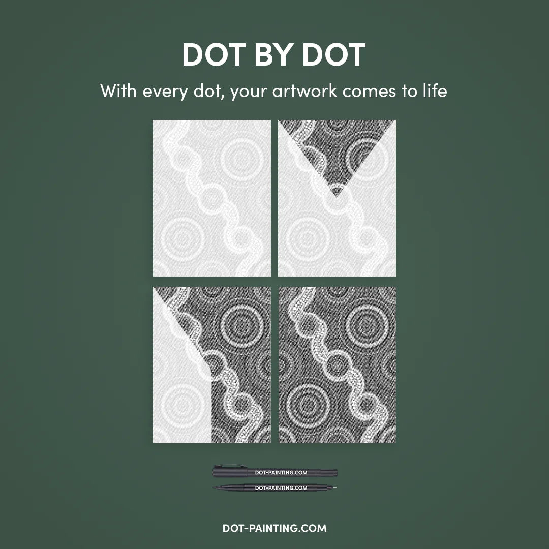 Vrouwen met een Wolf dot painting