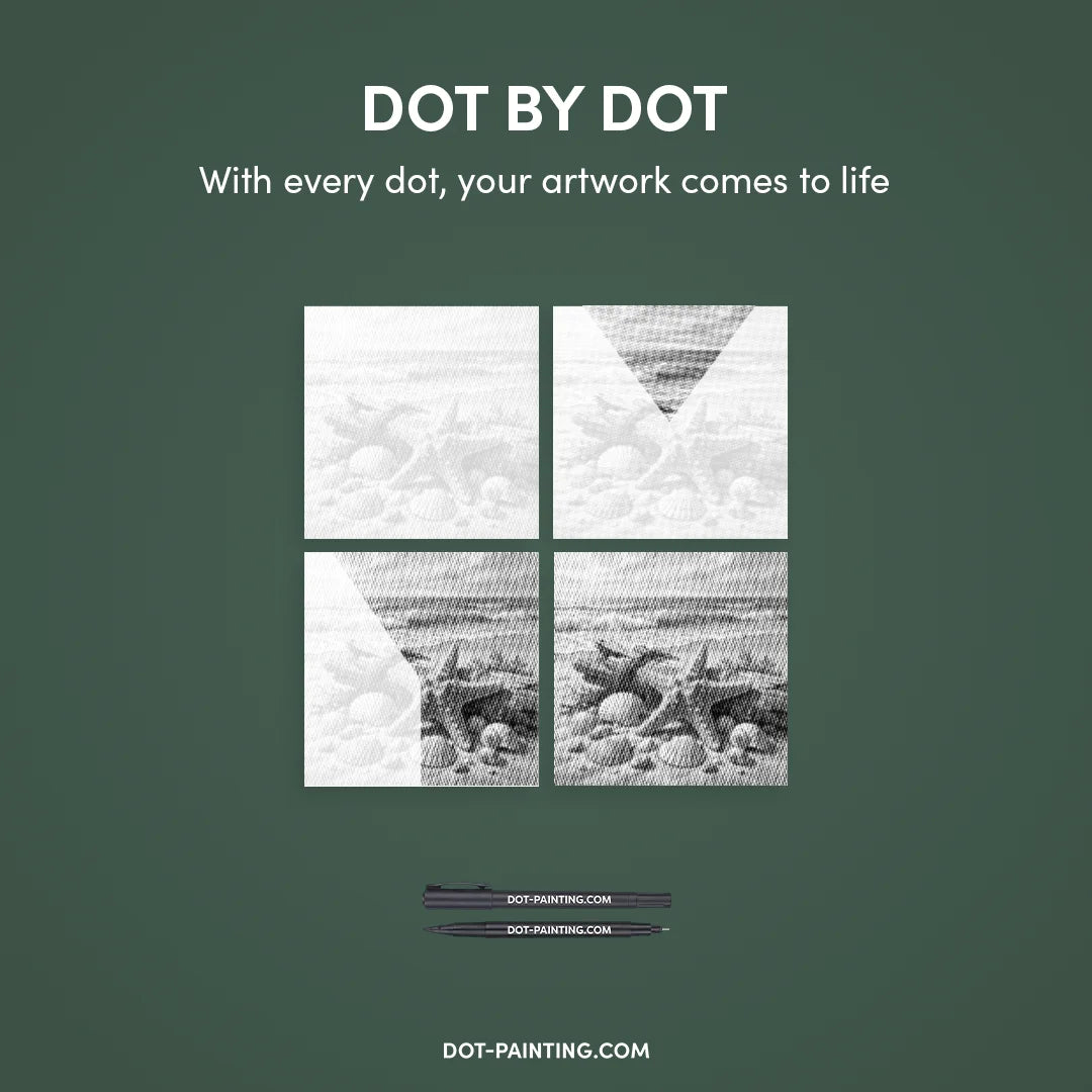 Muscheln am Strand Punktmalerei