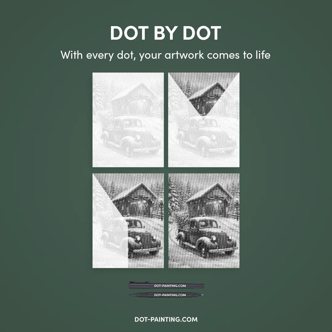 Santa's Car Dot Painting