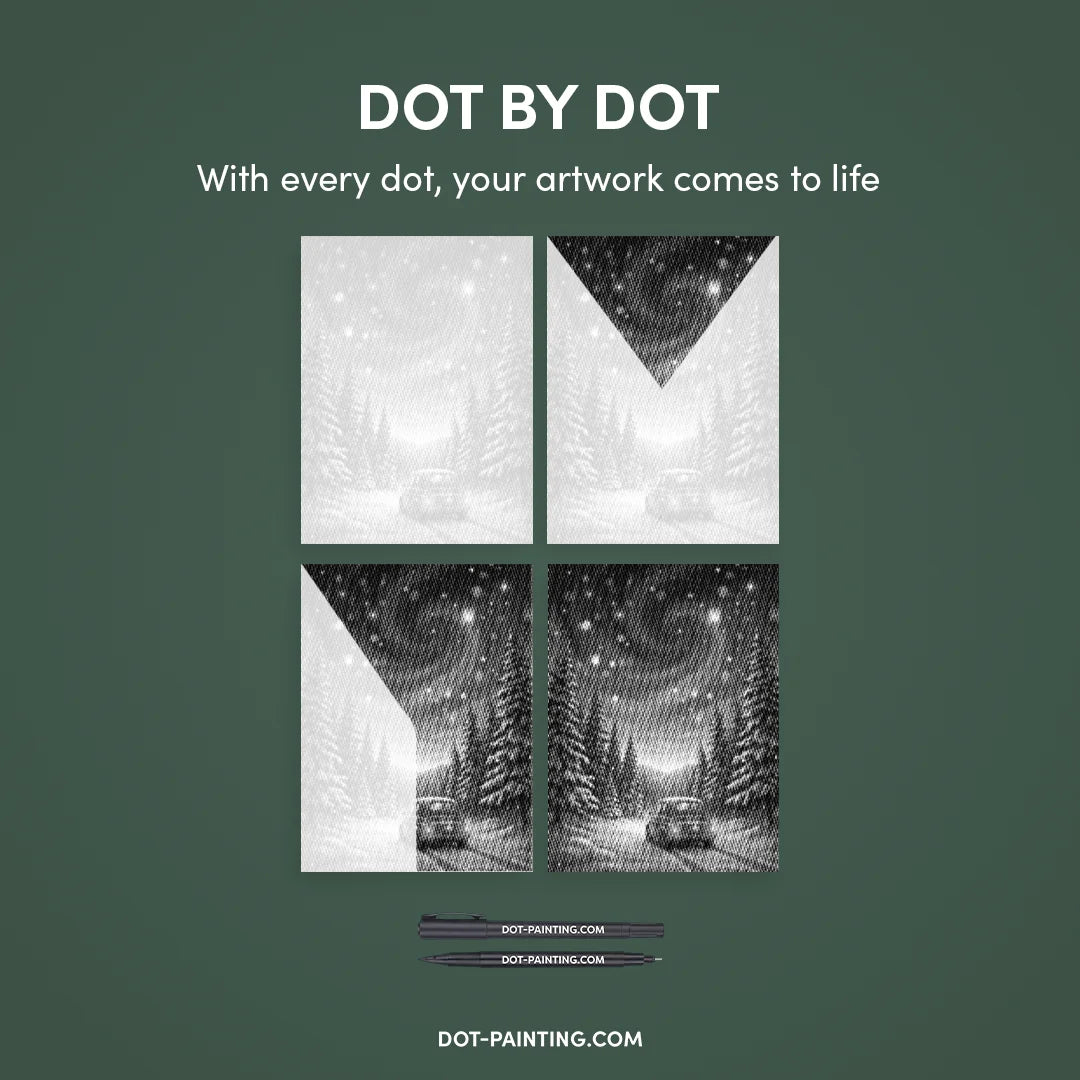 Magische winternacht stipschildering