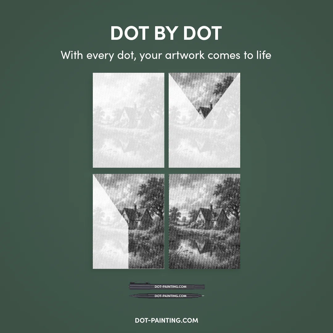 Haus auf der Heide-Punktmalerei