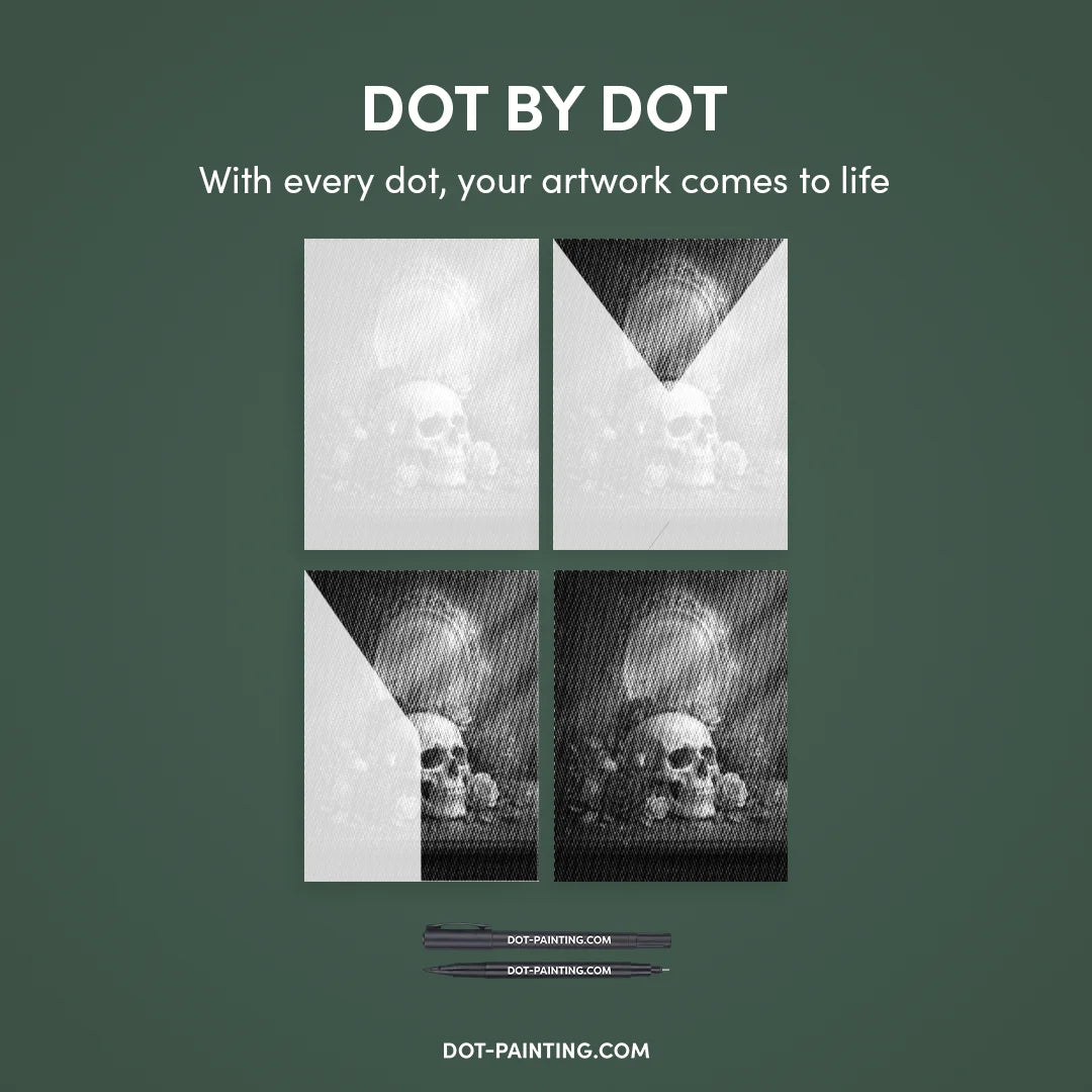 Doodshoofd met bloemen Dot Painting.com