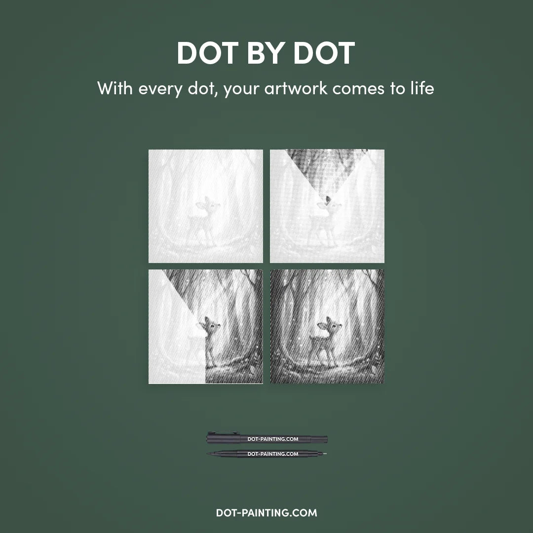 Vrouwen met een Wolf dot painting