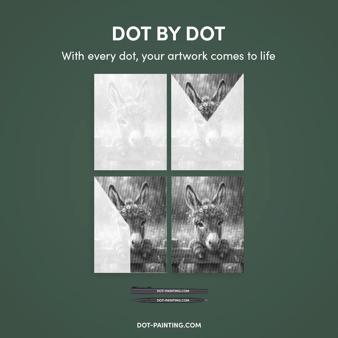 Vrouwen met een Wolf dot painting